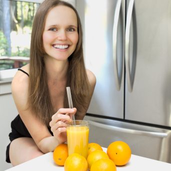 Petra Scott drinking juice