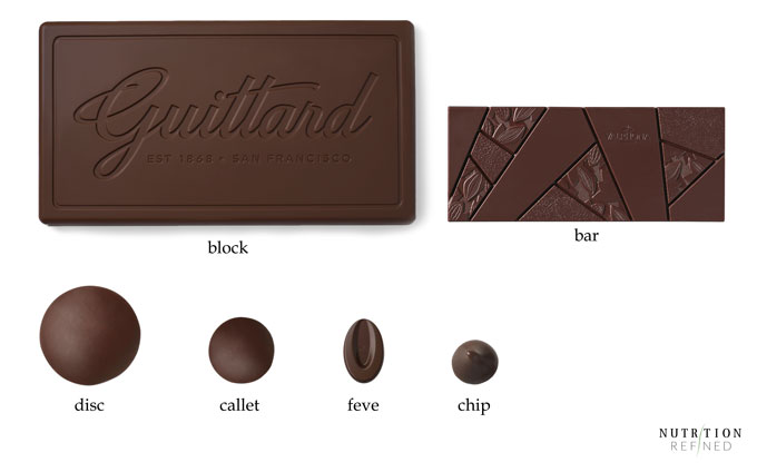 chocolate forms - block, bar, disc, callet, feve, chip