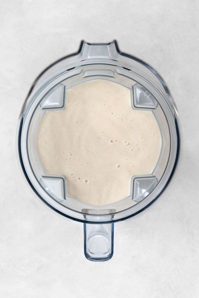 cream of cauliflower soup in a Vitamix blender