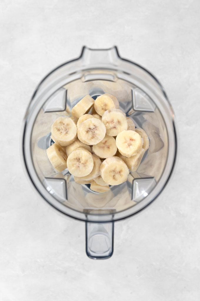 frozen bananas in a Vitamix blender