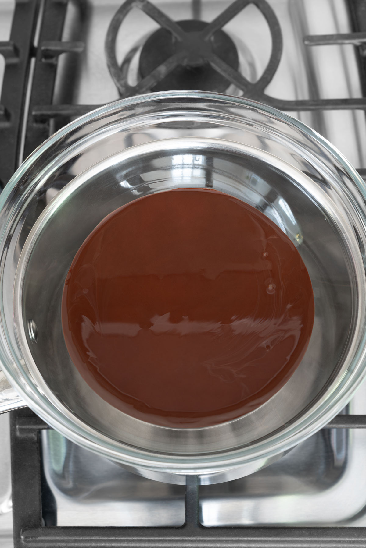 melted chocolate in a double boiler